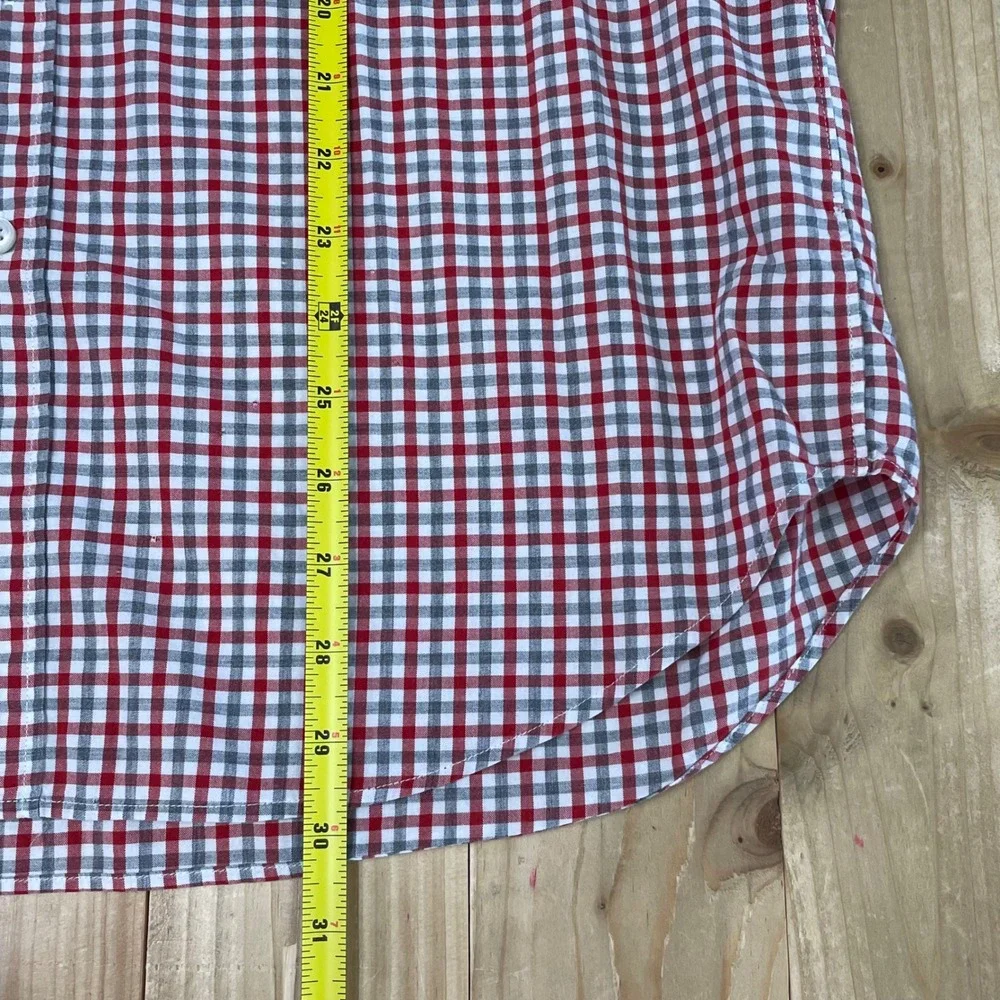 J. Crew Mens‎ Button Down Shirt Checkered Plaid Long Sleeve Red Gray L